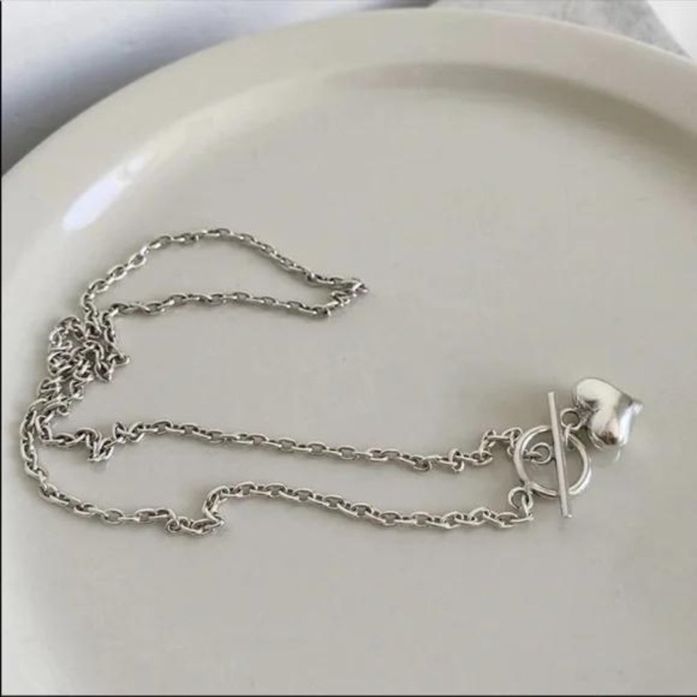 LOVE HEART 925 STERLING SILVER PENDANT NECKLACE, NICE NECKLACE, CUTE NECKLACE - Picture 3 of 6